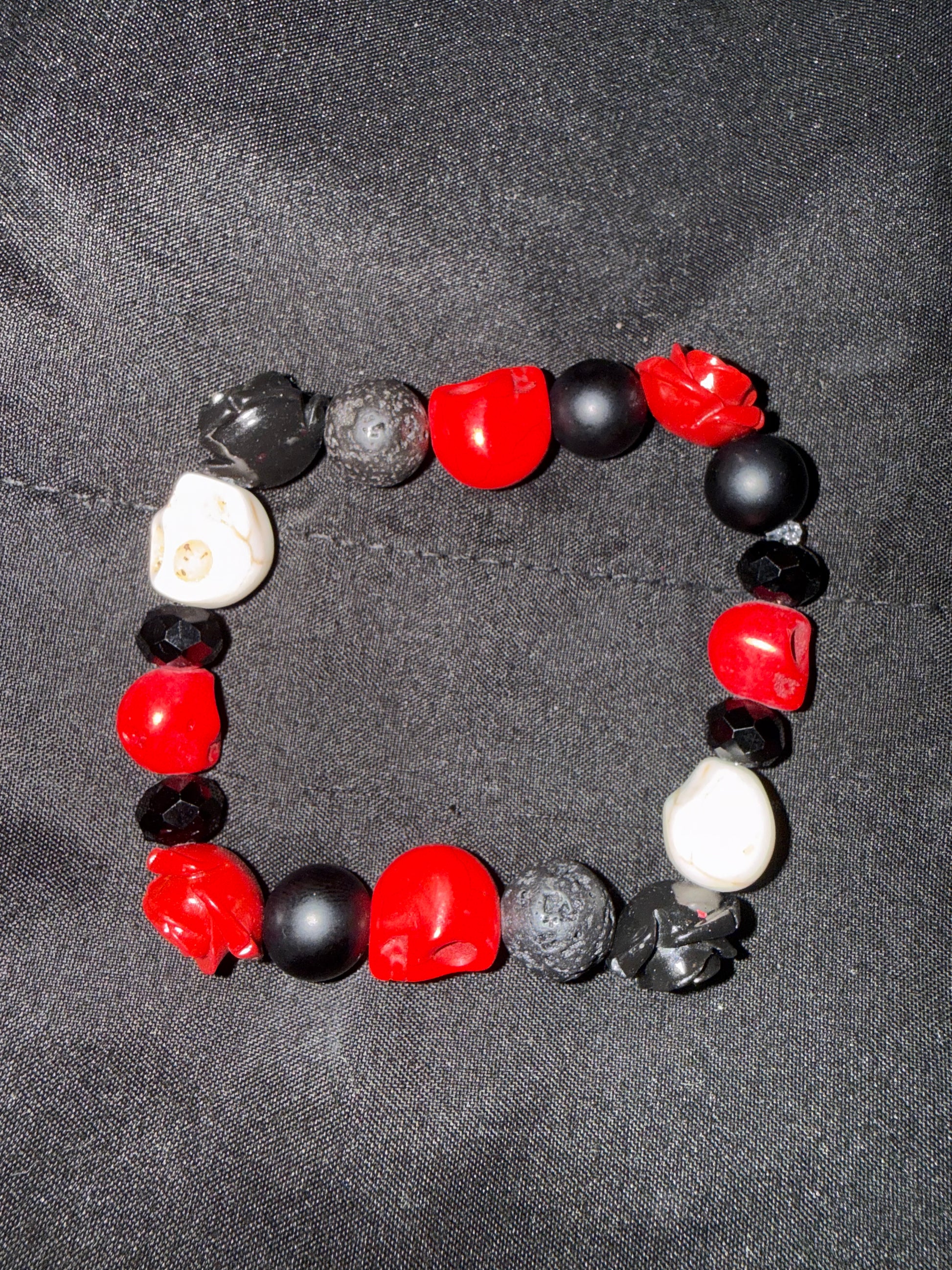 Bracelet W/skulls, roses & gems