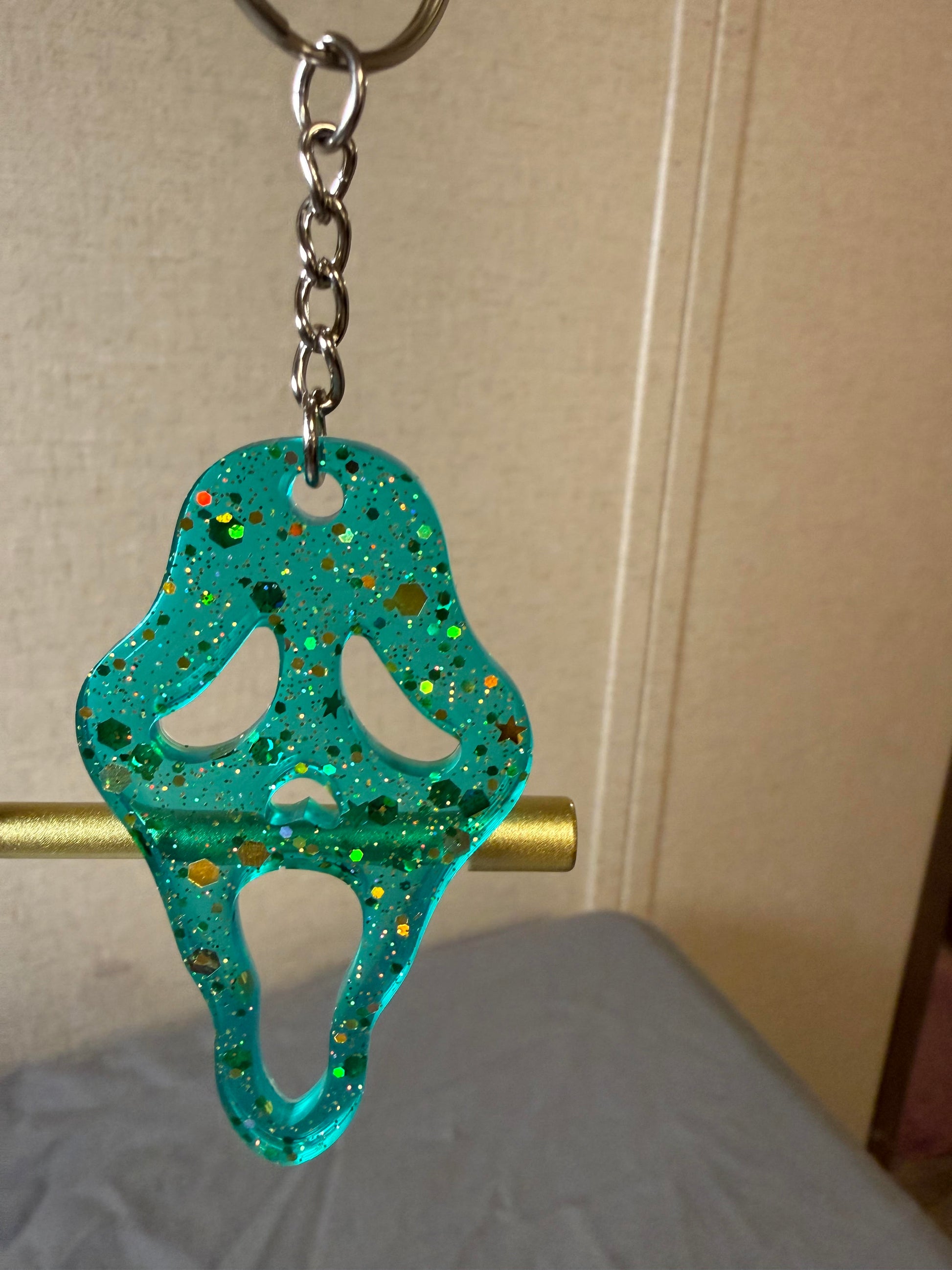 Green Scream Face Keychain Wglittler