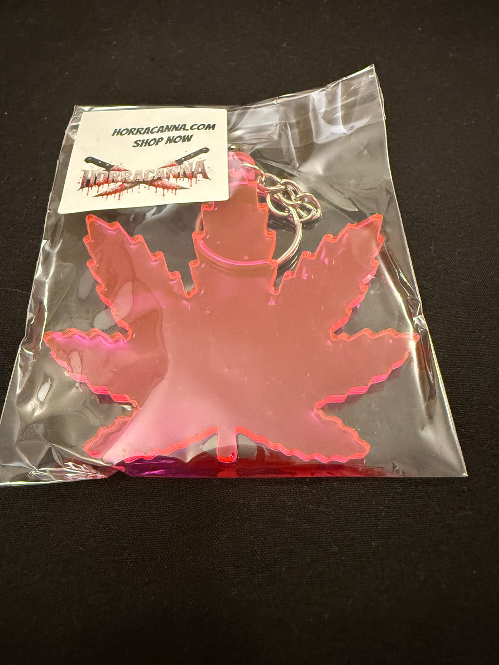 Pink Cannabis Leaf Keychain