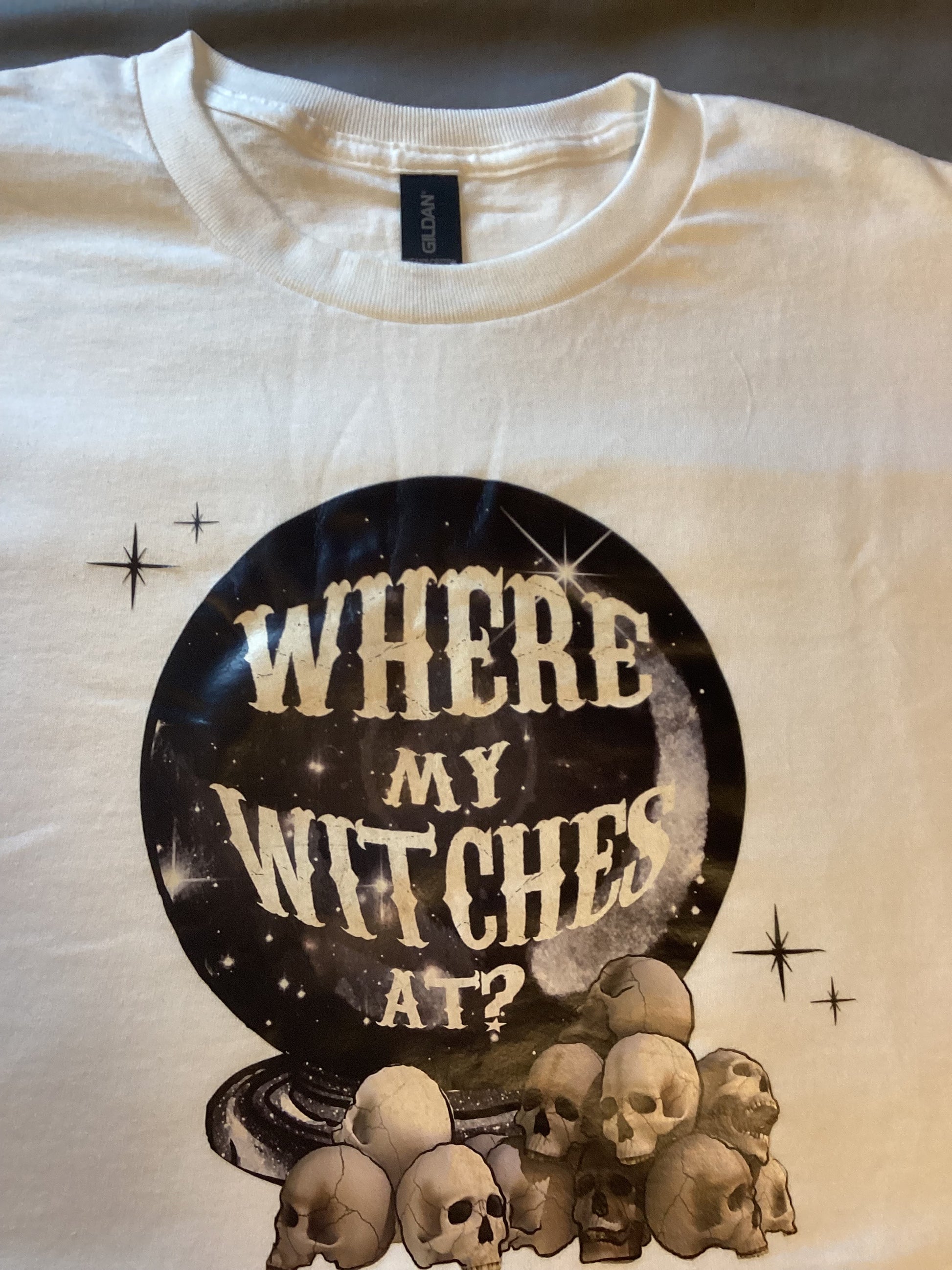 White "Where My Witches At?" Size Large