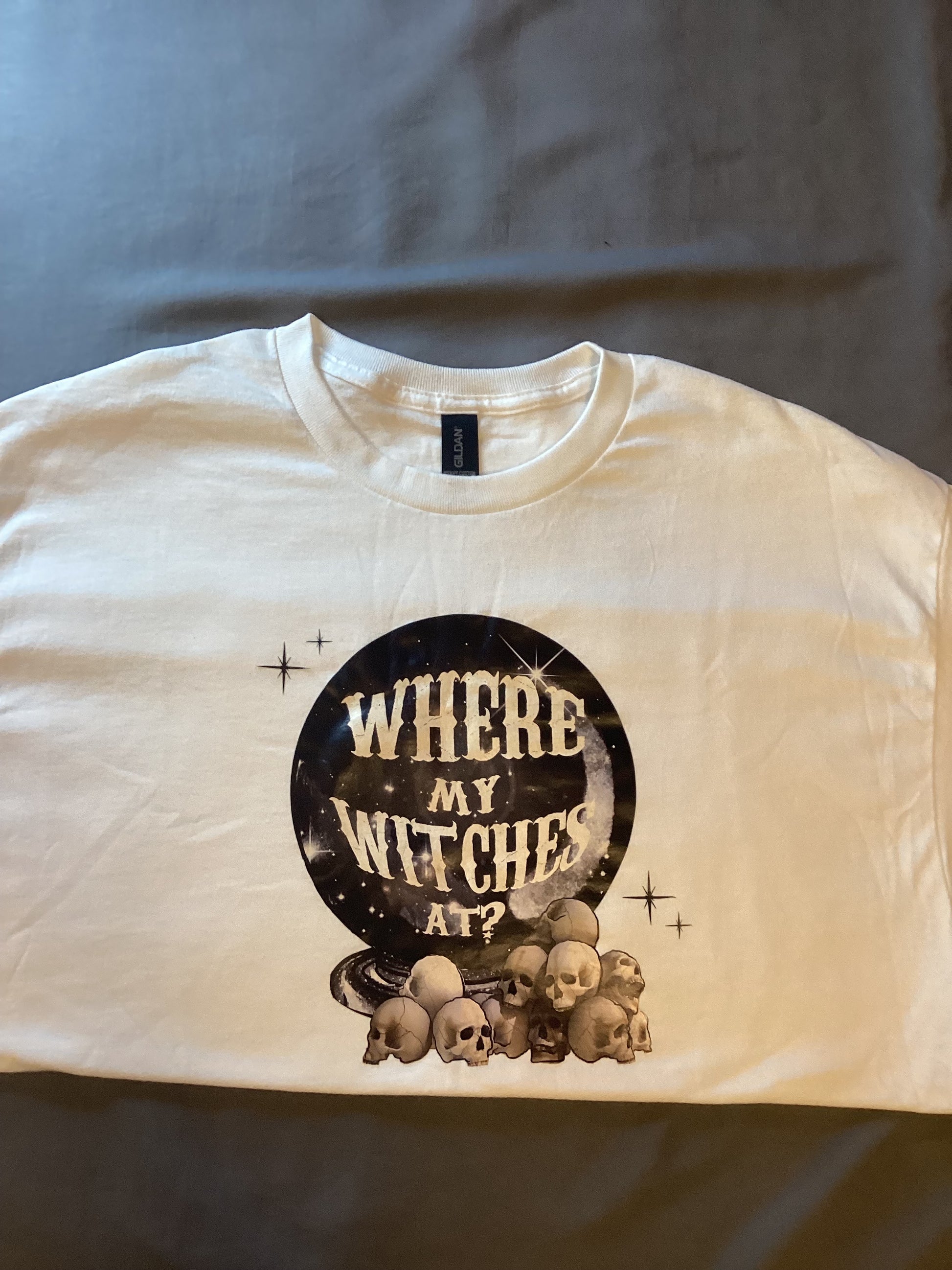 White "Where My Witches At?" Size Large