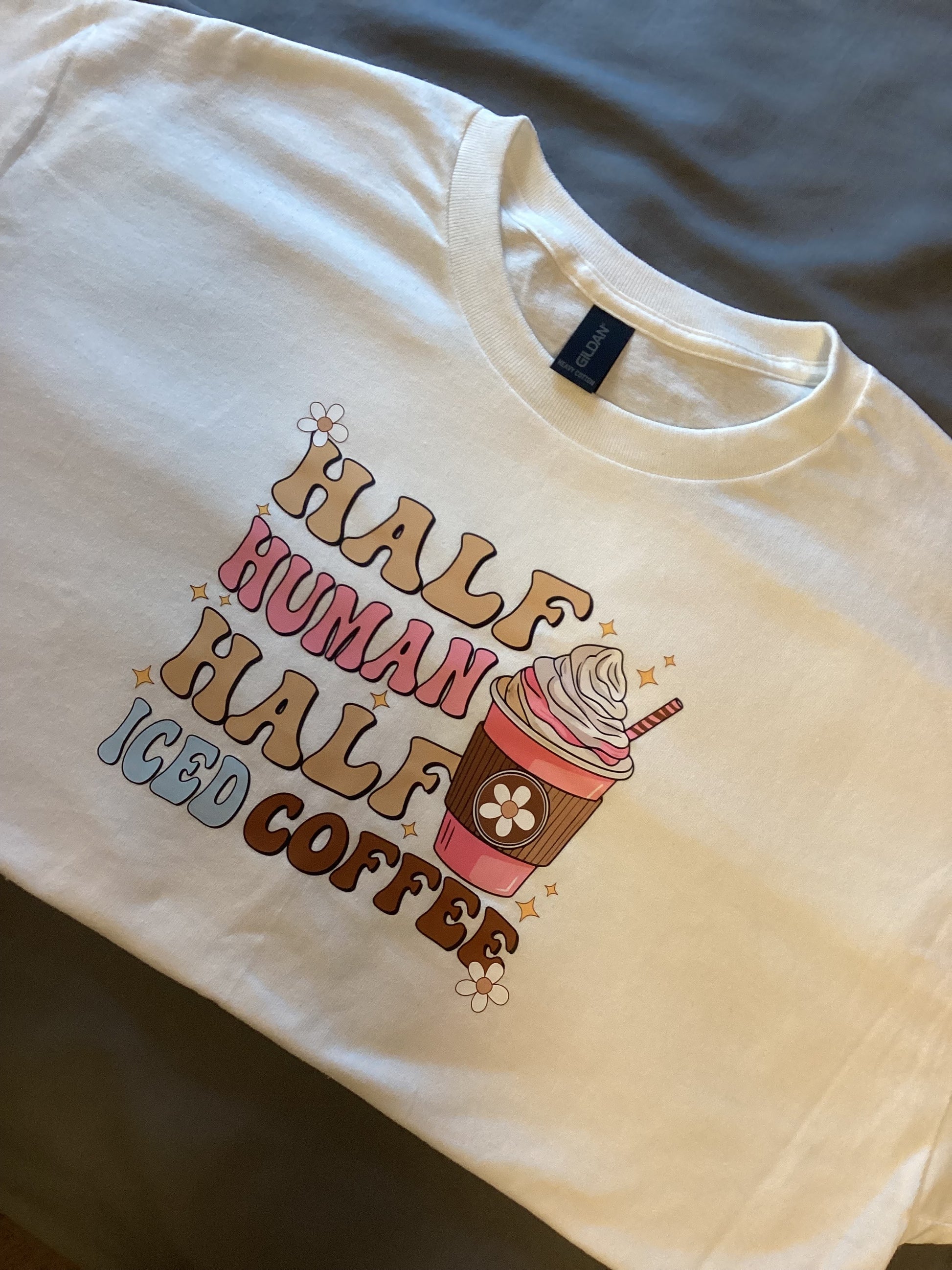White Half Human Half Iced Coffee Size Lg