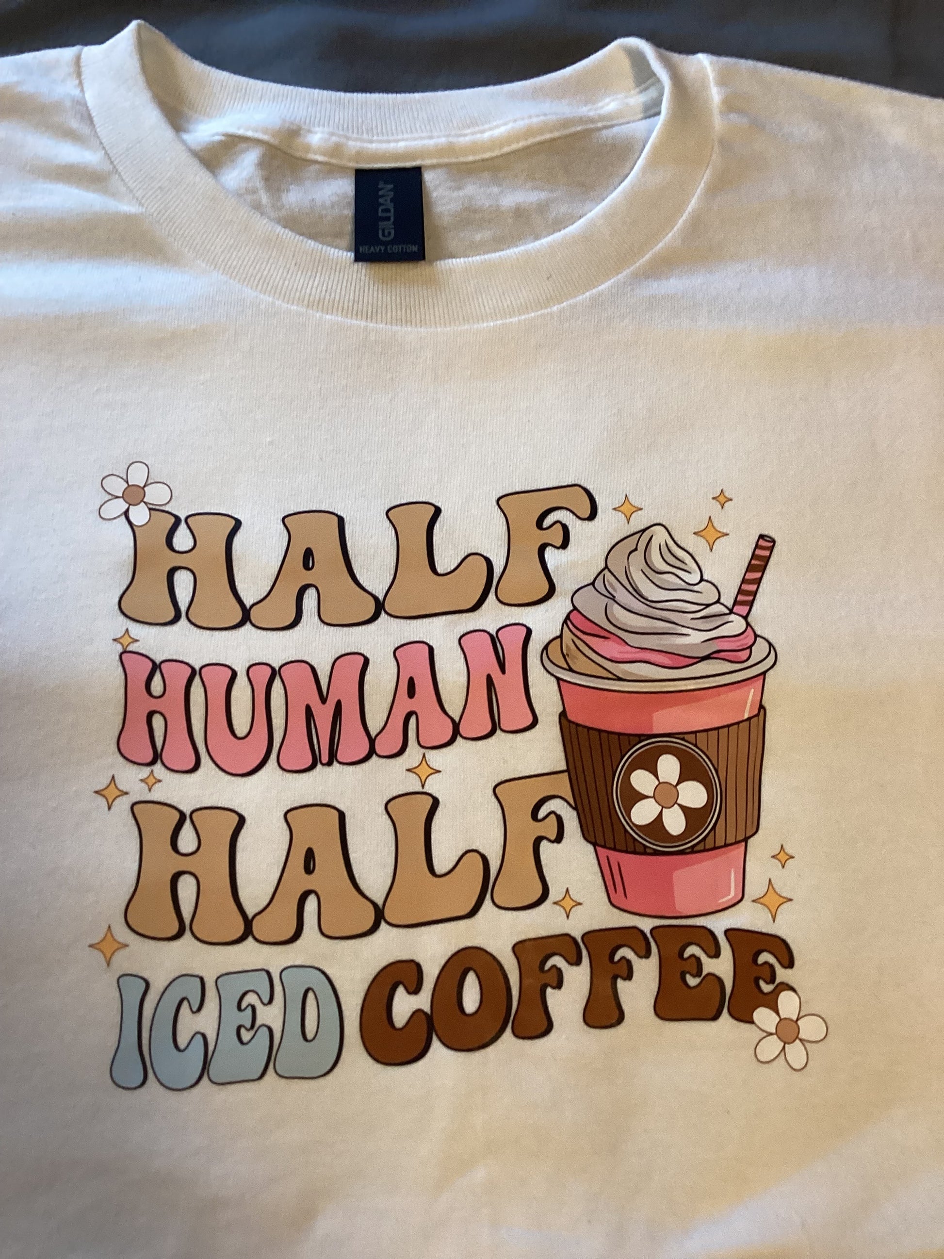 White Half Human Half Iced Coffee Size Lg