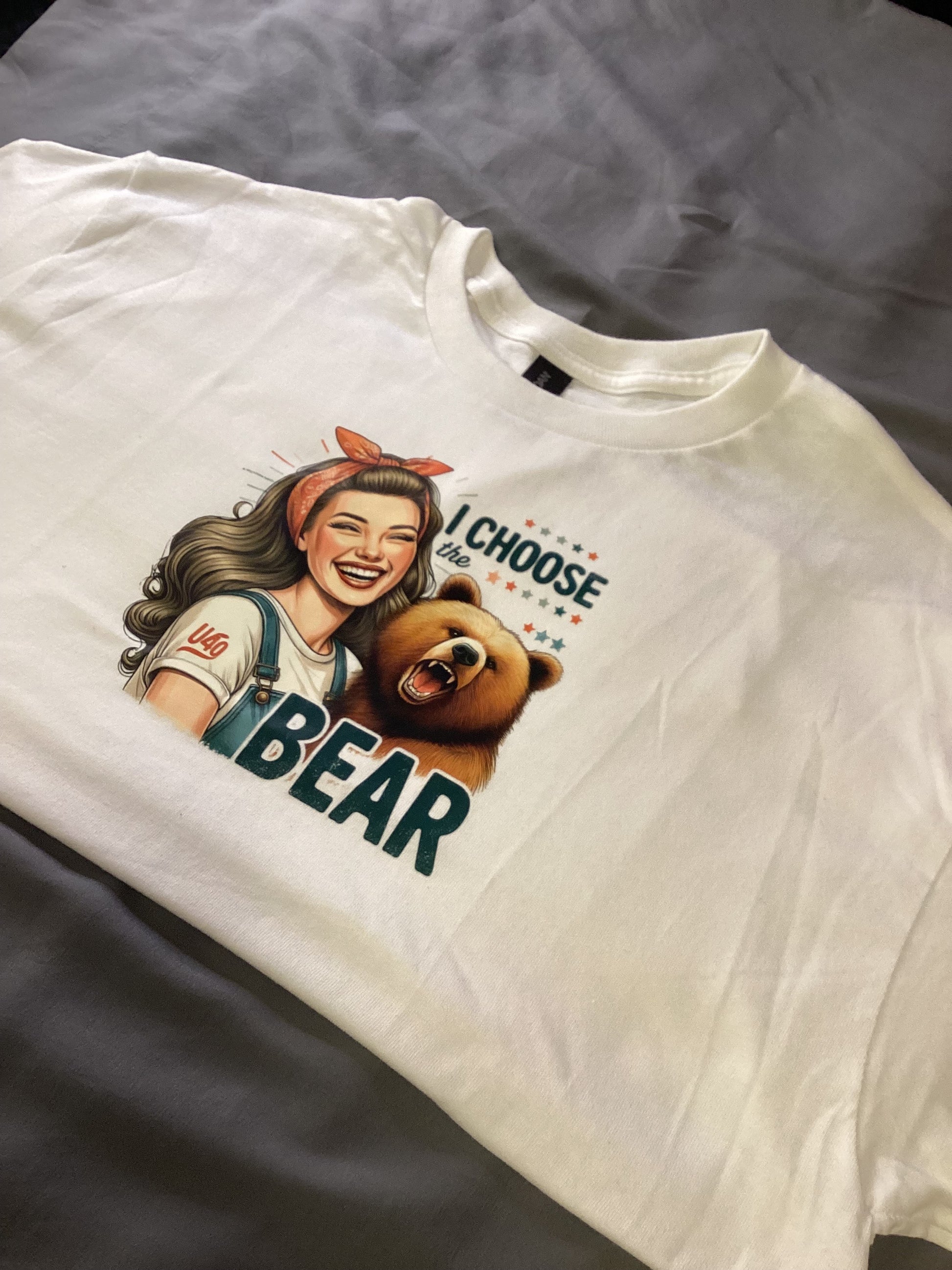 White "Choose The Bear" Size Lg