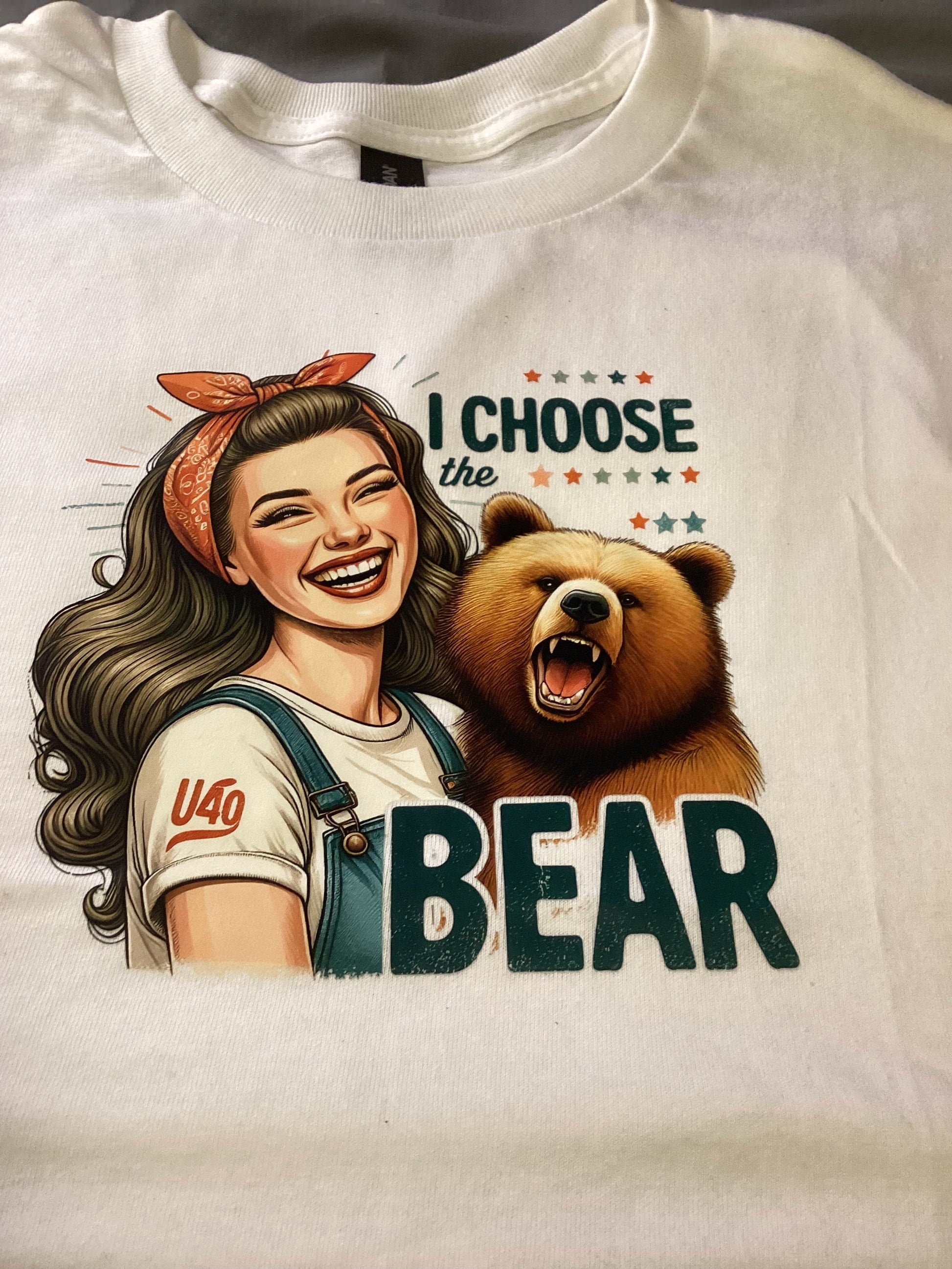 White "Choose The Bear" Size Lg