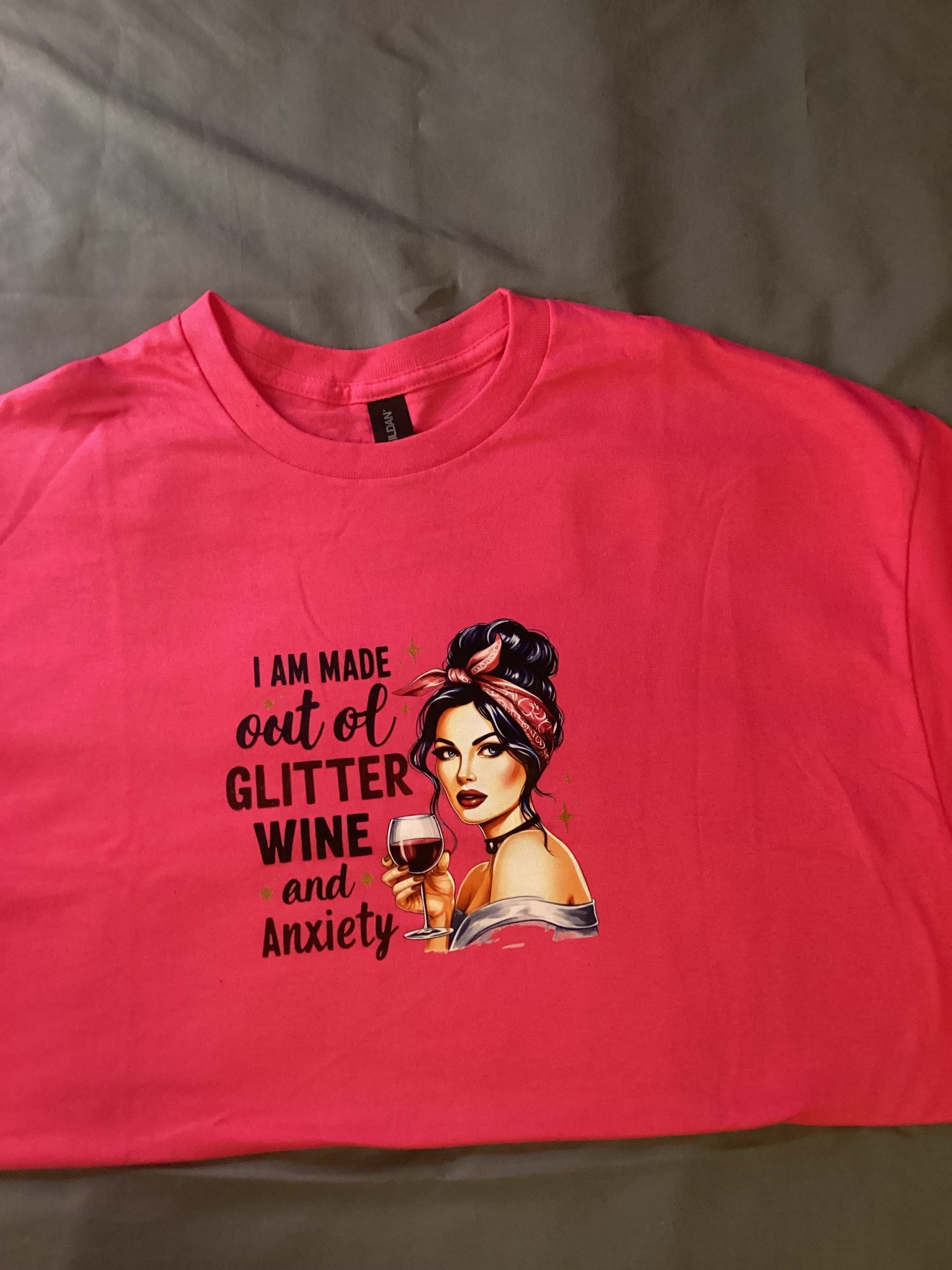 Dark Pink "Glitter, Wine & Anxiety" Size X-lg