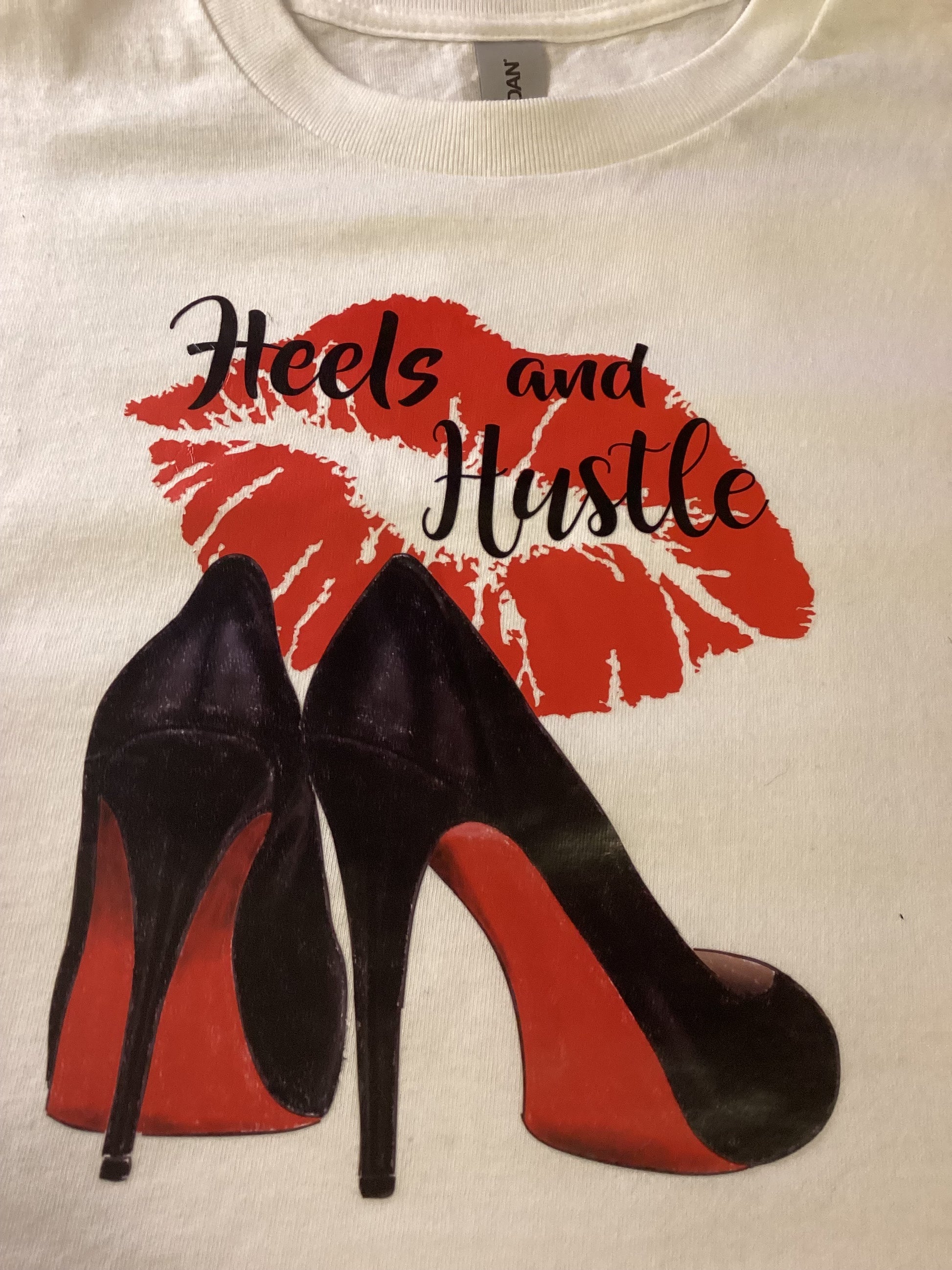 White "Heels & Hustle" Size X-lg