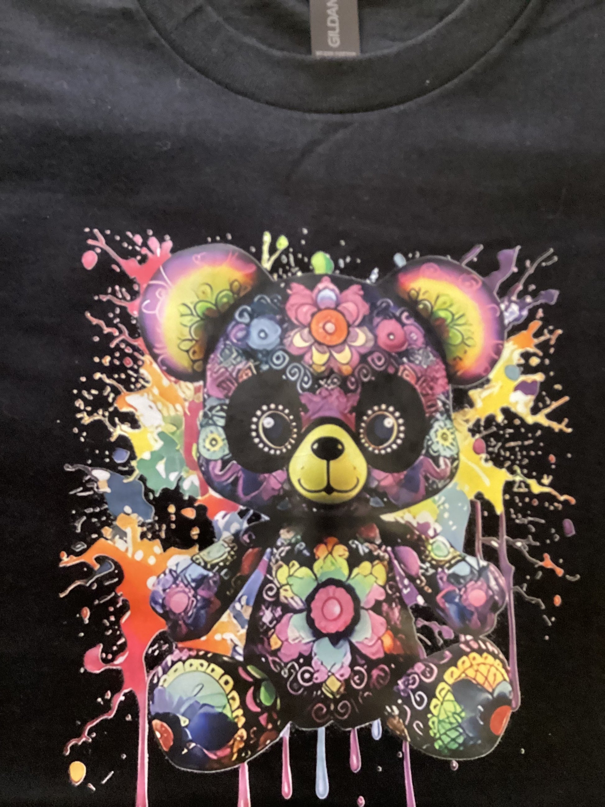 Black Teddy With Flower On Head Size Lg