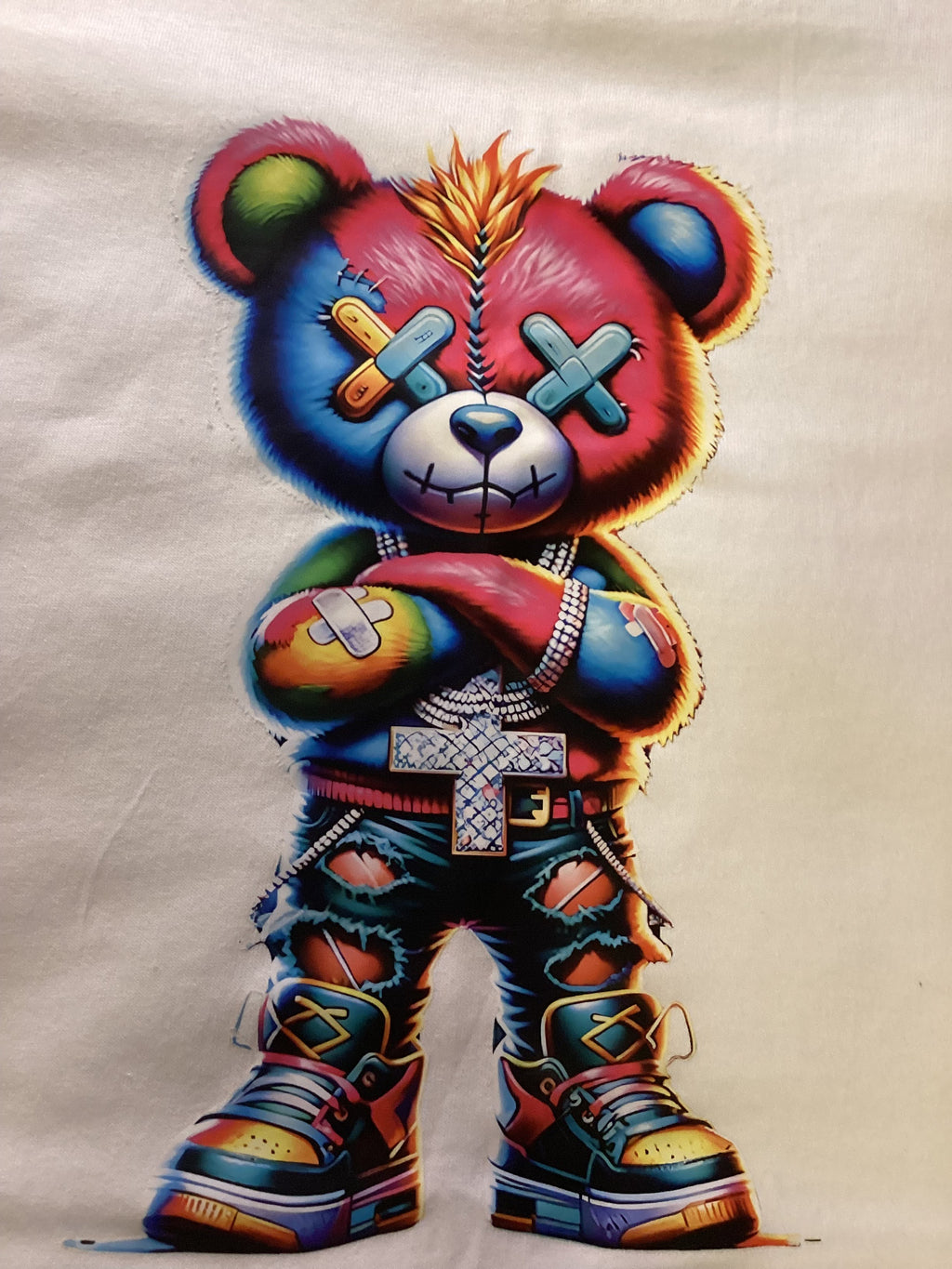 White Teddy With X Over Eyes Size Lg