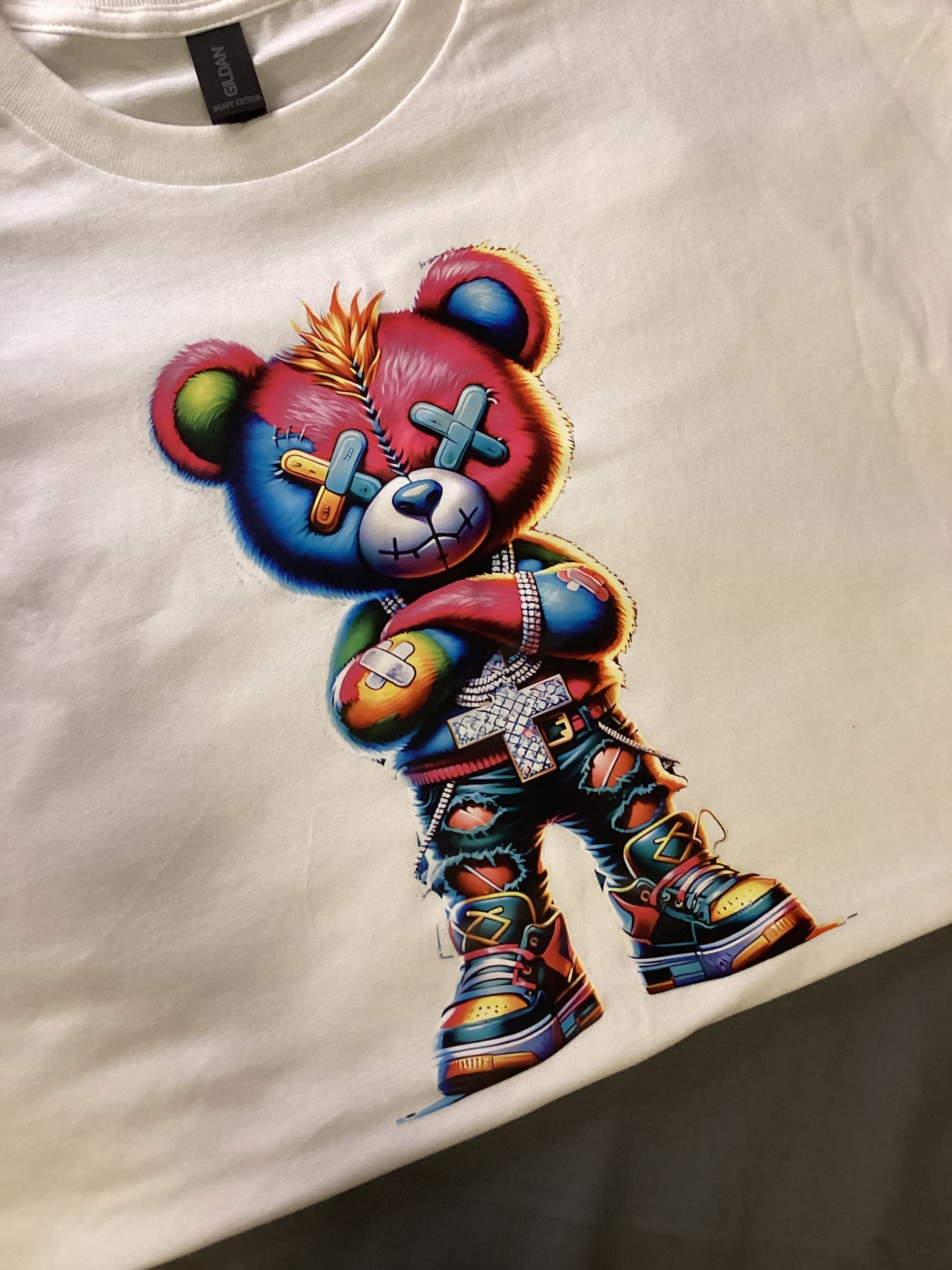 White Teddy With X Over Eyes Size Lg