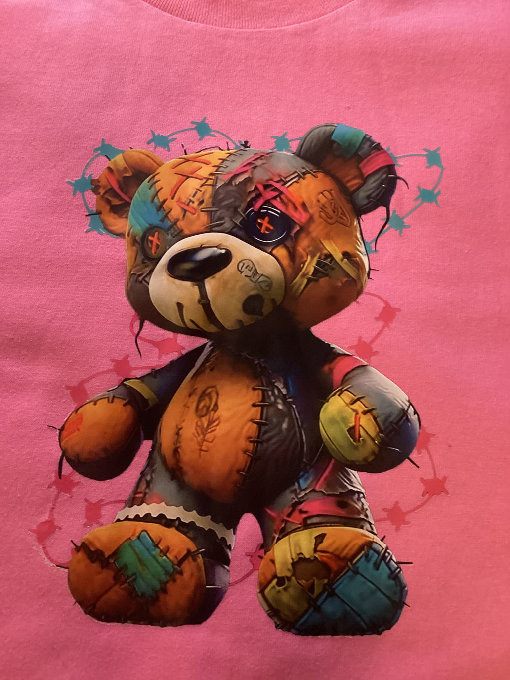Pink Teddy With Barbwire Size X-lg