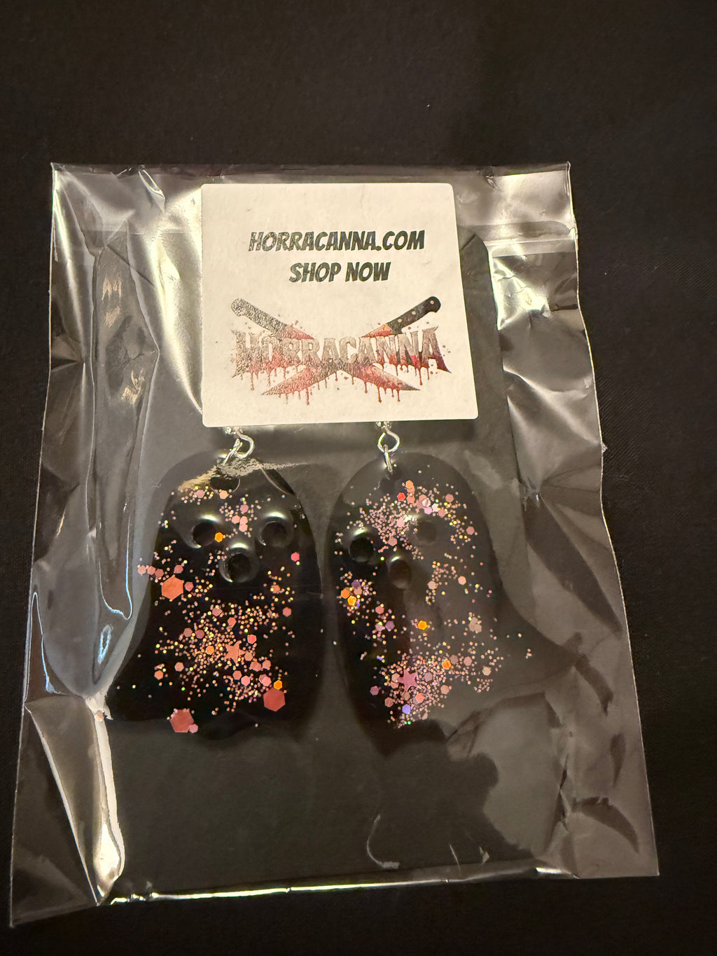 Black Ghost Earrings W/glitter