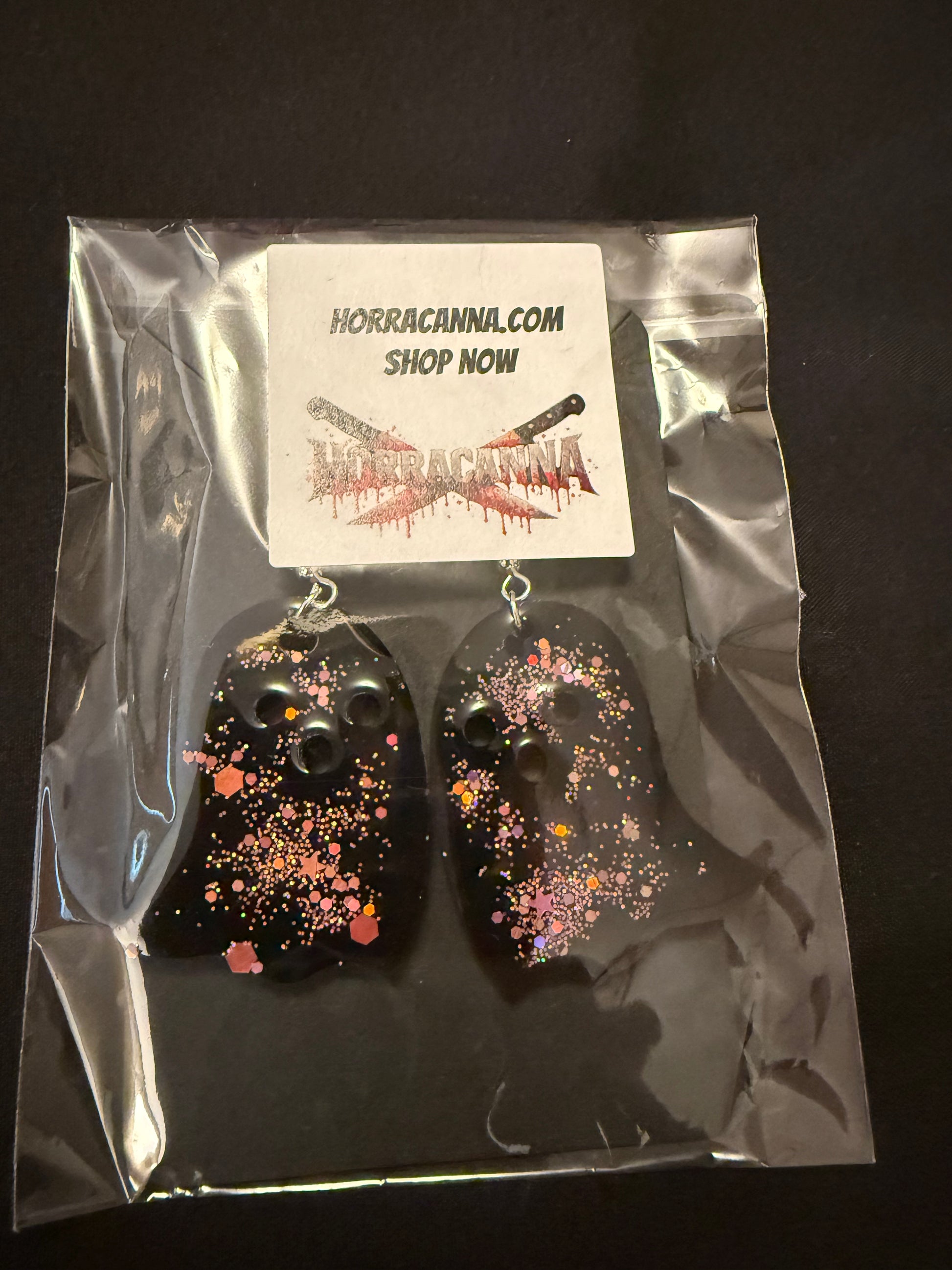 Black Ghost Earrings W/glitter